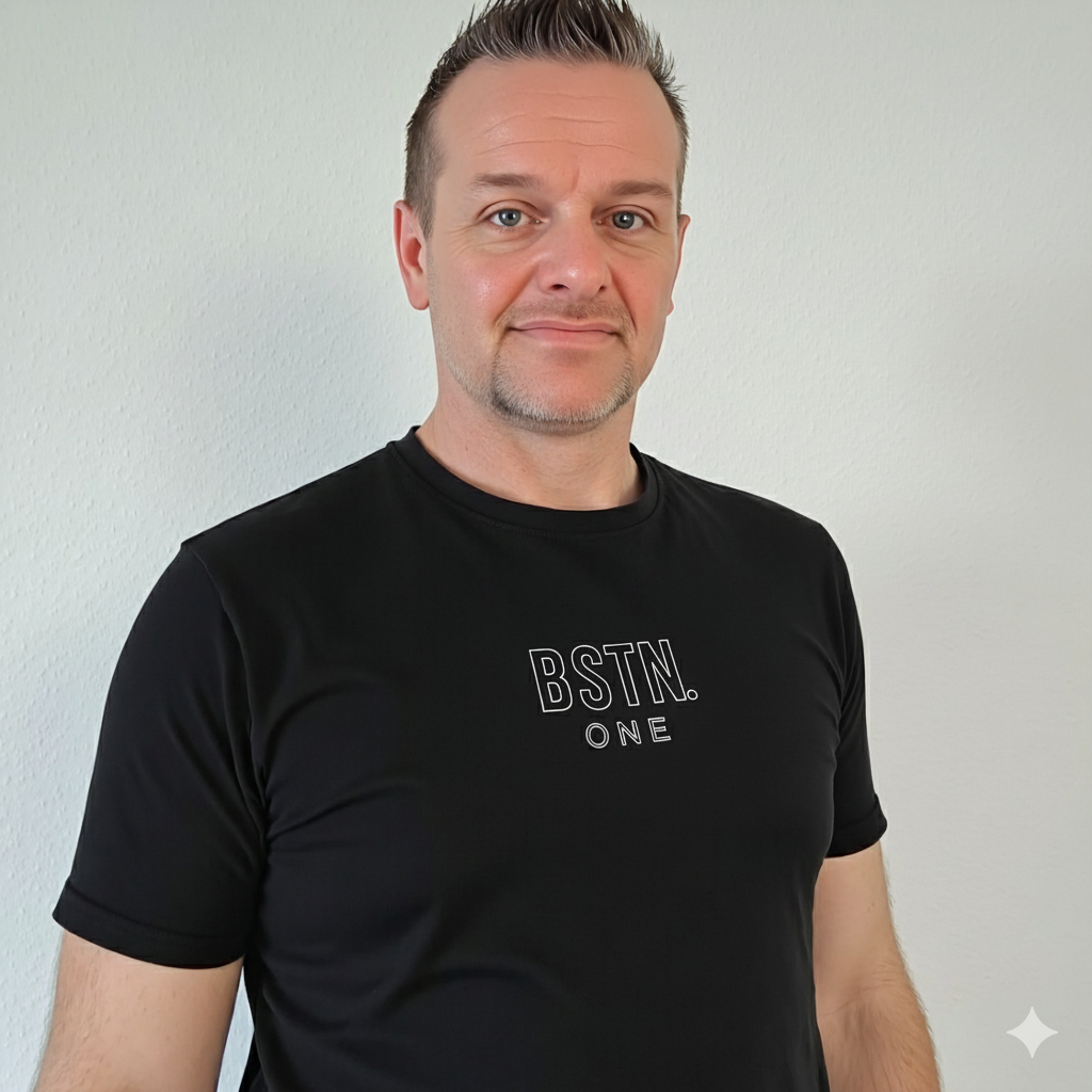 Model wearing BSTN.ONE